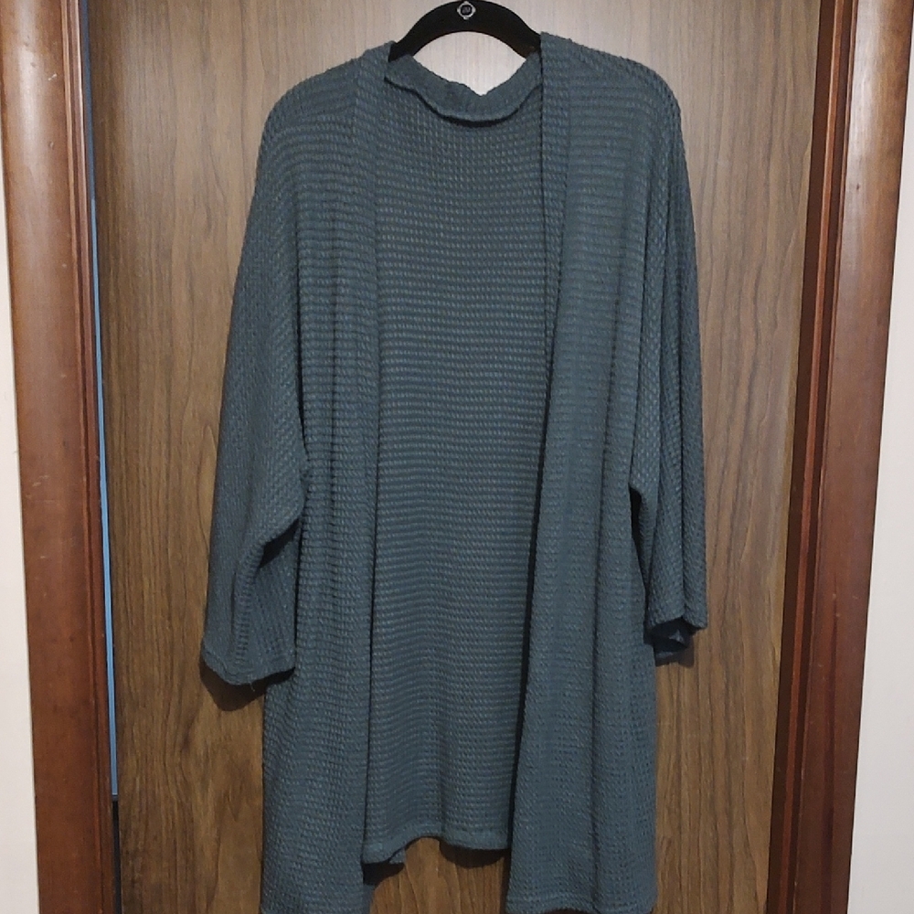 Women's Teal Open-Front Sweater